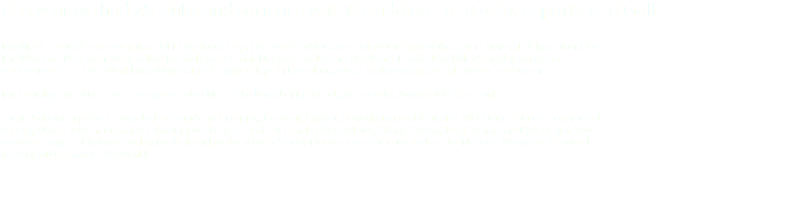 This year we had 25 clubs and societies with the addition of Rugby, eSports, and Golf. The Men’s Football team won the CUFL Division 2 Cup. The Men’s GAA team reached the final of the Corn Comhairle Championships. The Women’s Pool team were called for trials for the Irish National Pool team. The Men’s Football and Men’s Rugby teams also represented NCI at the World InterUniversity Championships in Barcelona. Great achievements for all student lead teams. The Equality and Music societies represented NCI at the Board of Irish College Societies Awards (BICS) in Cork. Sports Scholarships were awarded to 9 students in Rugby, Football, Cricket, Powerlifting and Athletics. All of these athletes competed at competition level in their sport throughout the year. 3 of our scholarship athletes, Shane Stokes, Josh Hogan and Kyle Hogan have reached League of Ireland level in football and rugby scholar Stacey Flood represented Ireland on the National Womens’ 7’s squad in competitions across the world. 