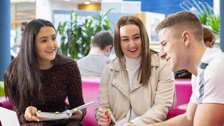 Members of Students Union talking to each other on NCI campus