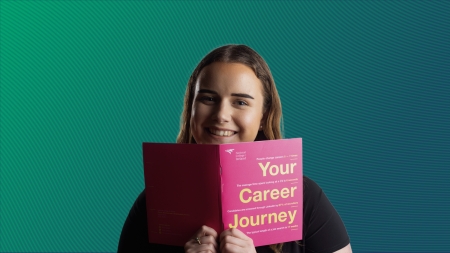 Image of International Student with Careers Booklet