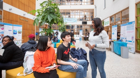 Image of International Students in the Atrium