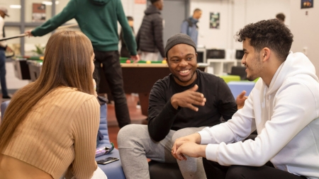 Image of International students in the student union