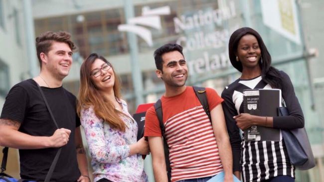 International students infront of NCI entrance