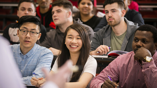 international students in classroom