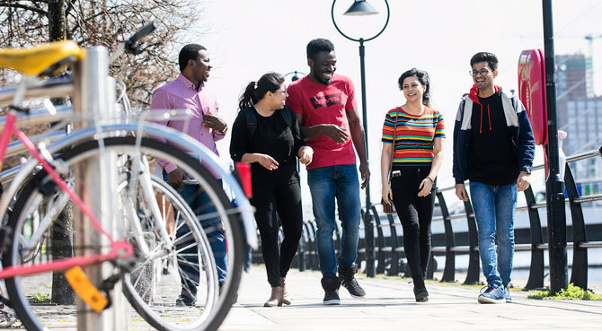 NCI international students on the quays near campus